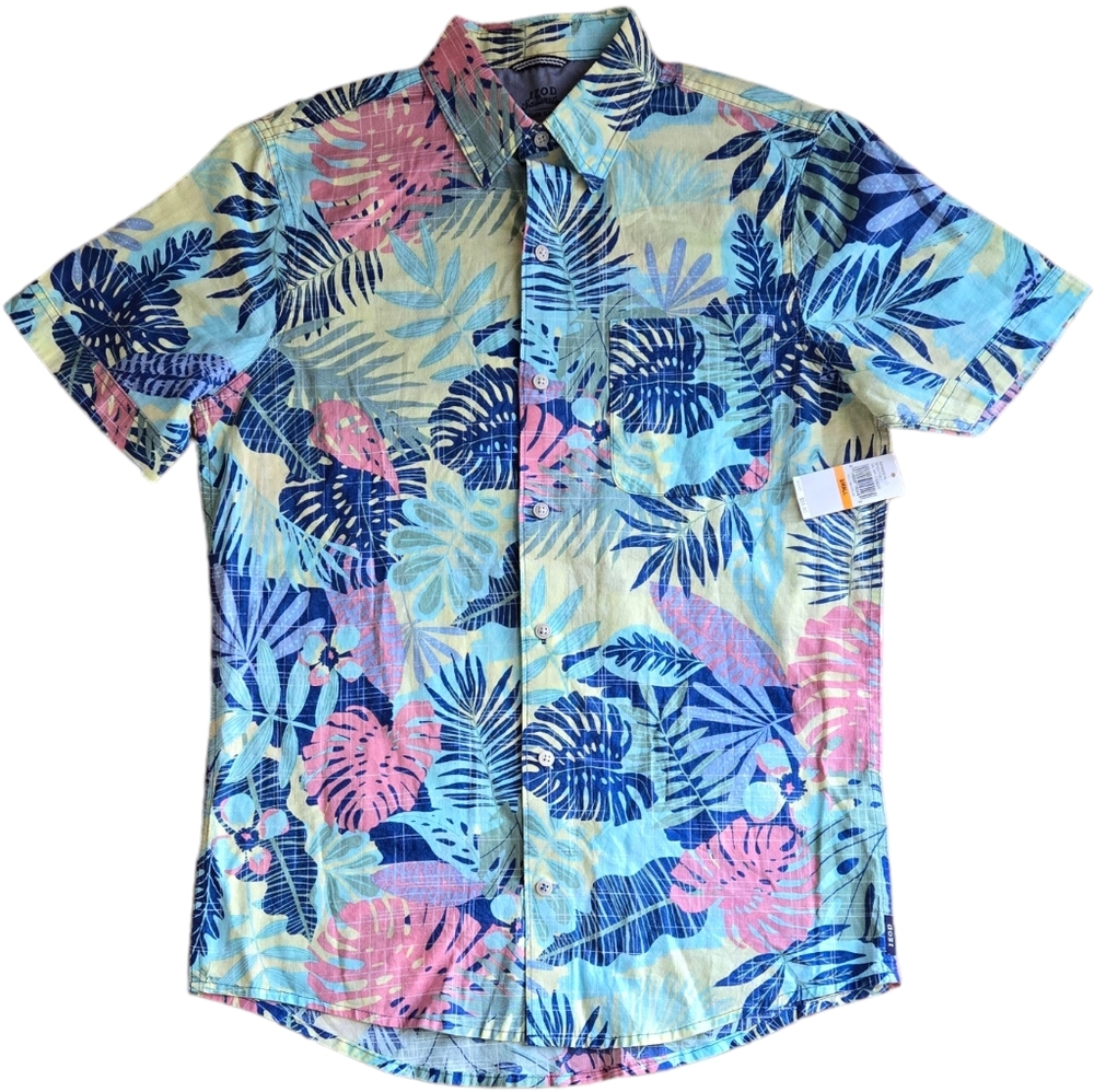 IZOD Saltwater Men's Short Sleeve Floral Button Down Shirt Size S